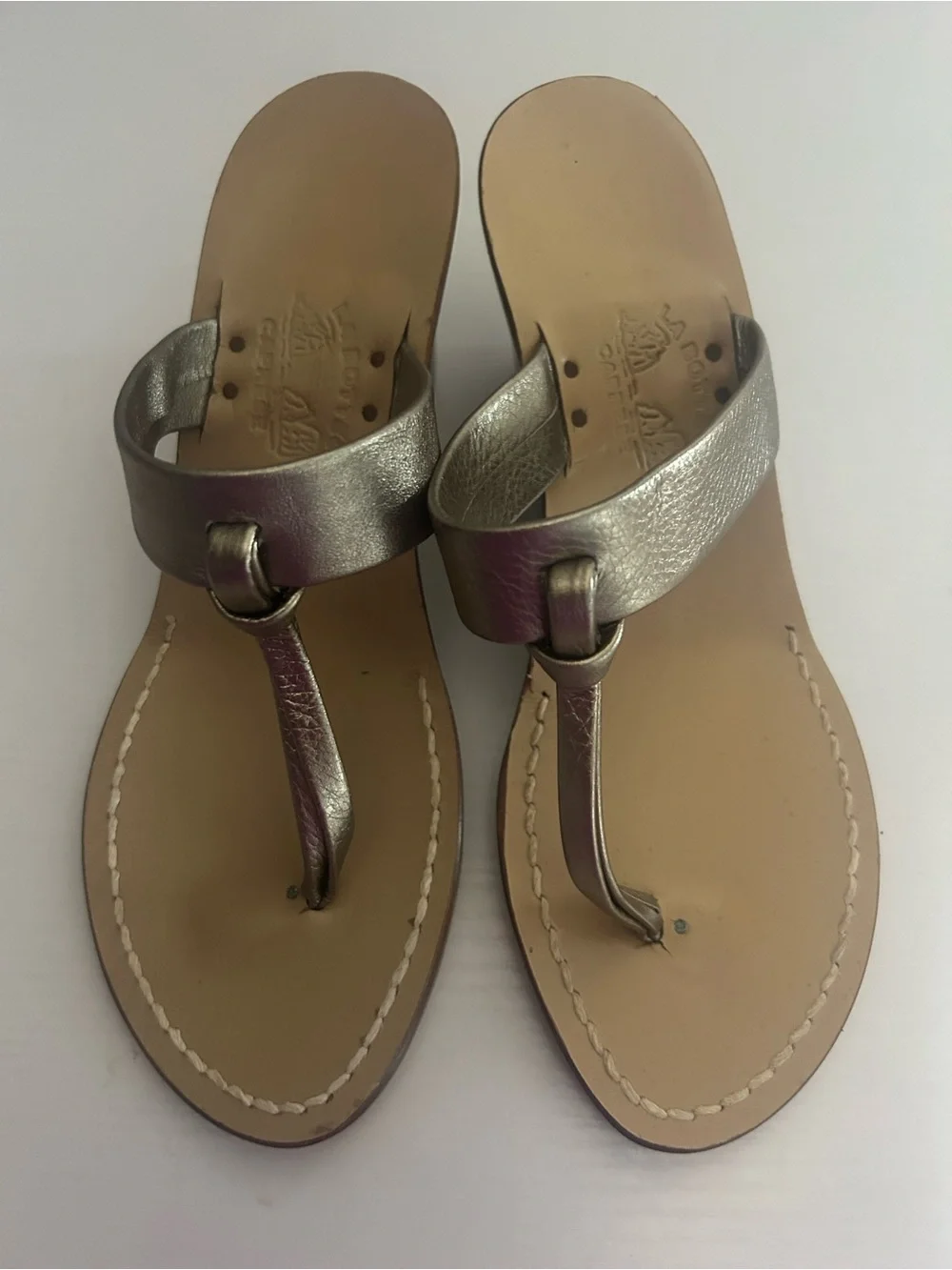La  Bottega Caprese Italian leather thong wedge sandal